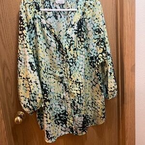 Calvin Klein Yellow and Black Patterned Blouse